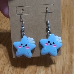 Blue Star-Shaped Earrings
